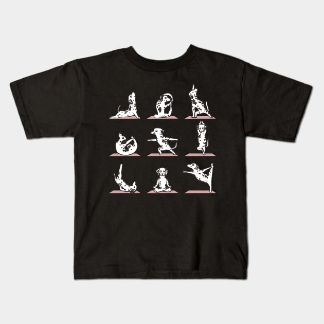 Dalmatian Yoga Kids T-Shirt by huebucket